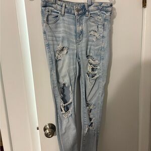 American Eagle Outfitters Light Blue Ripped Skinny Jeans